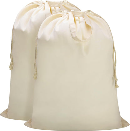 Canvas Laundry Bag 33"x 35", Thick Cotton Laundry Bag with Handles & Drawstring, Extra Large Heavy Duty Washable Basket Liner Hamper Liner Canvas Storage Sack (Beige XL, 2 Pack)