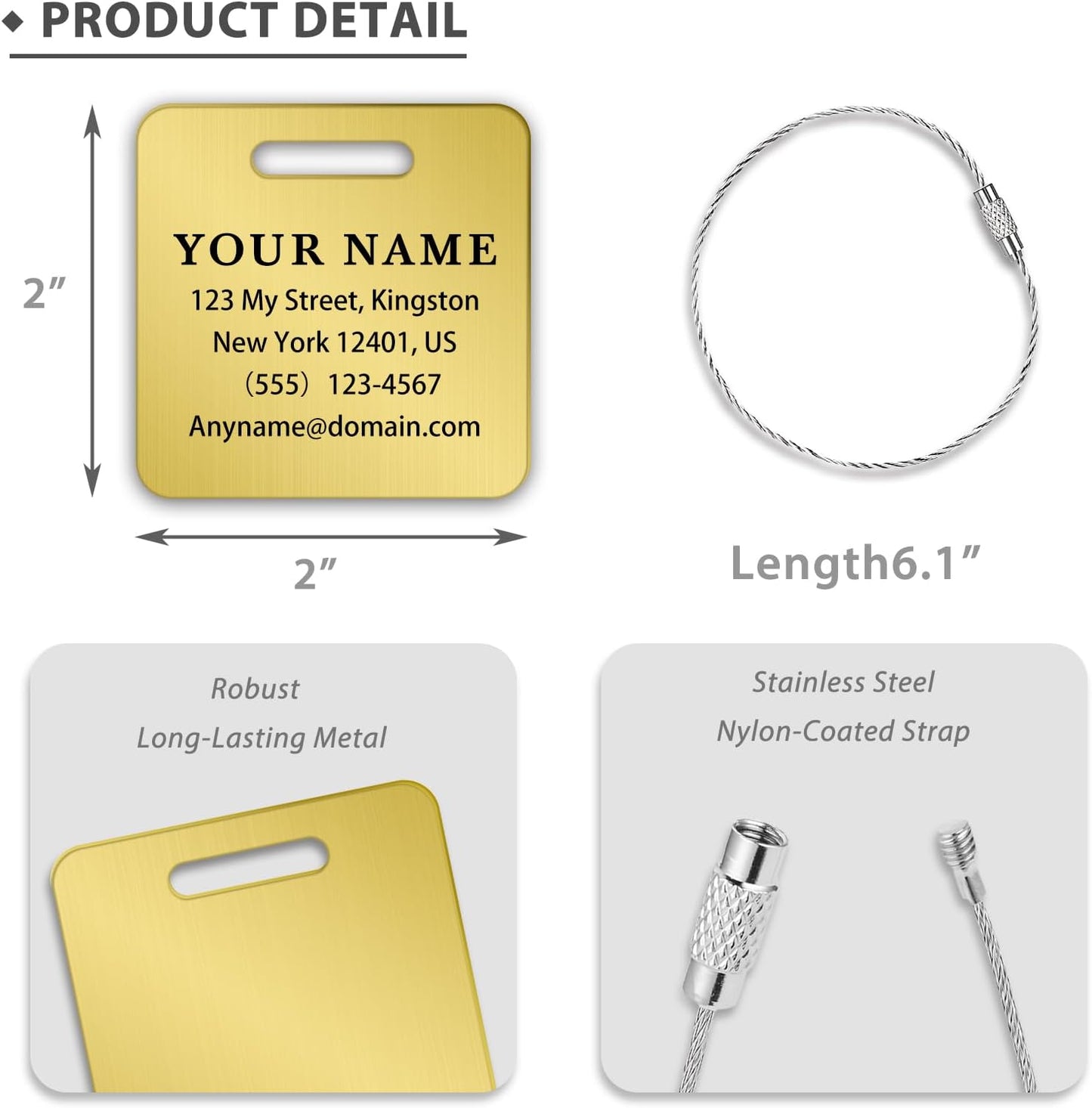 Personalized Luggage Tags for Suitcases (2/4/6/8 Pack) - Custom Engraved Metal Travel Tag, Customizable Pattern/Name/Text for Bags Backpacks Suitcases