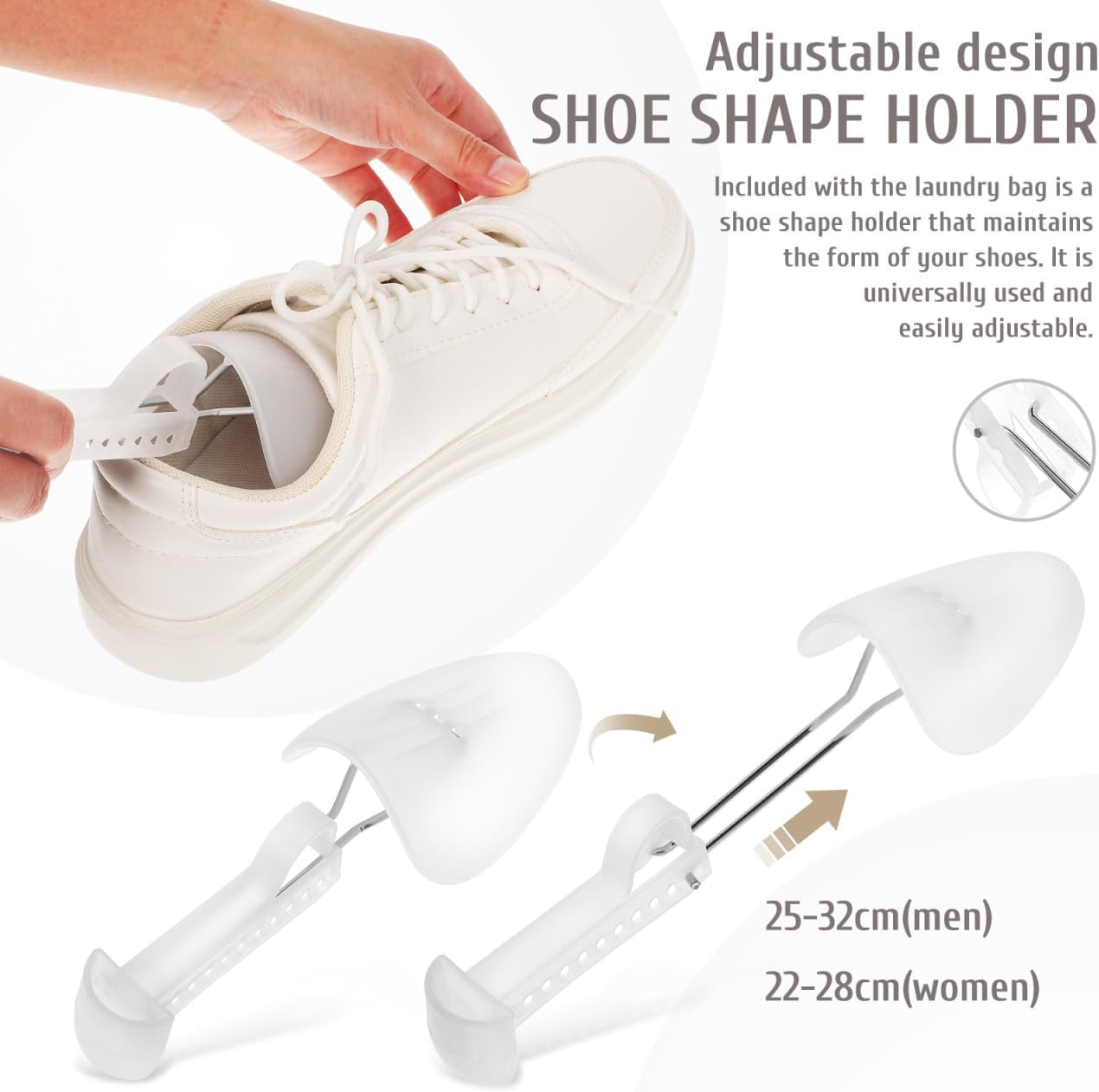 Mesh Shoe Laundry Bag with Stretcher for Washer and Dryer - Reusable Cleaning Bag Protects Shoes and Washing Machine, Ideal for Sneaker Cleaning and Storage