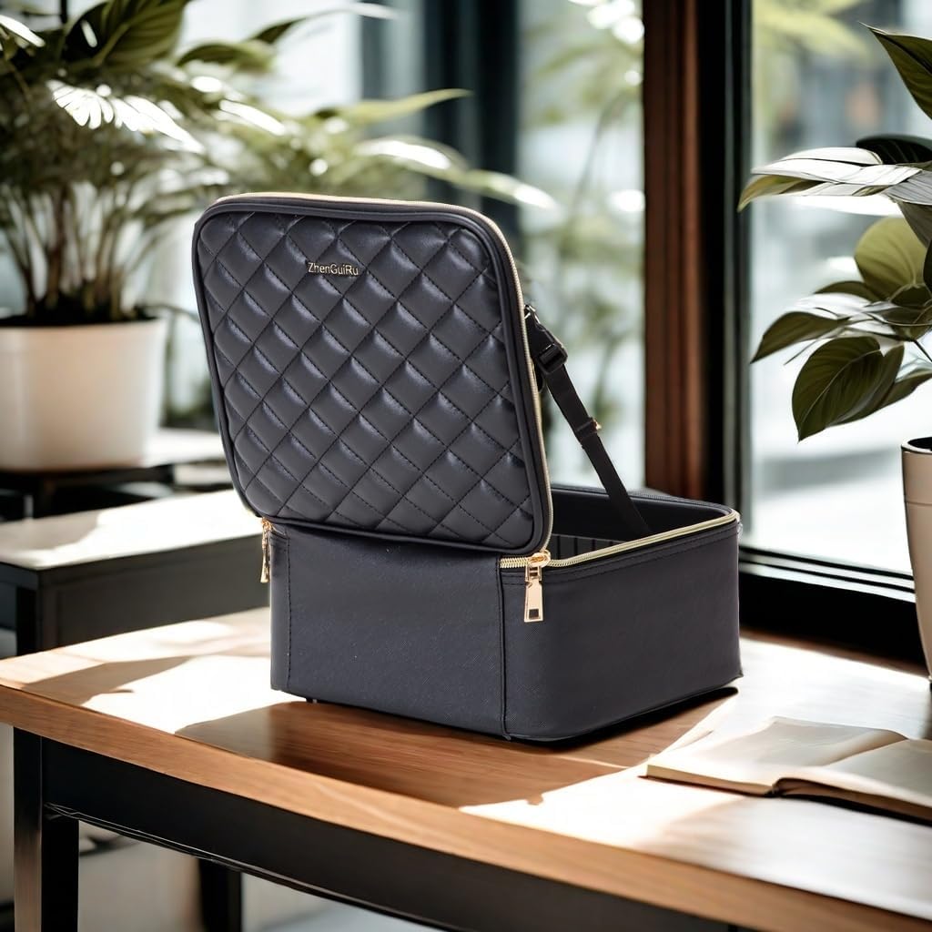 Travel Makeup Bag with LED Mirror – Waterproof Cosmetic Train Case with Adjustable Dividers, Portable Makeup Organizer and Toiletry Bag for Women, Pink Teens & Girls Gift