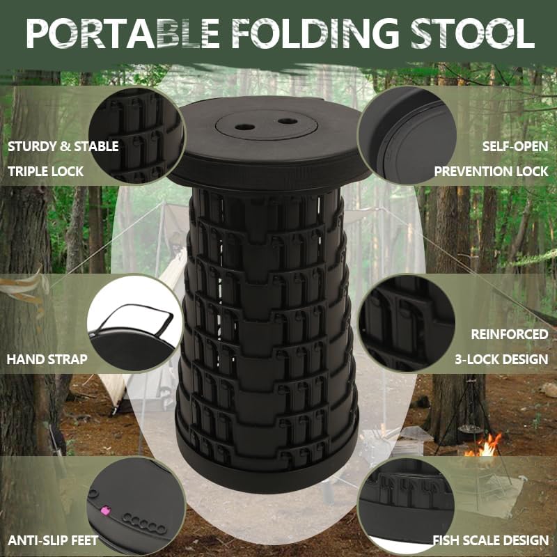 JAEMEYEM 2 PCS Upgraded Collapsible Stool Chair