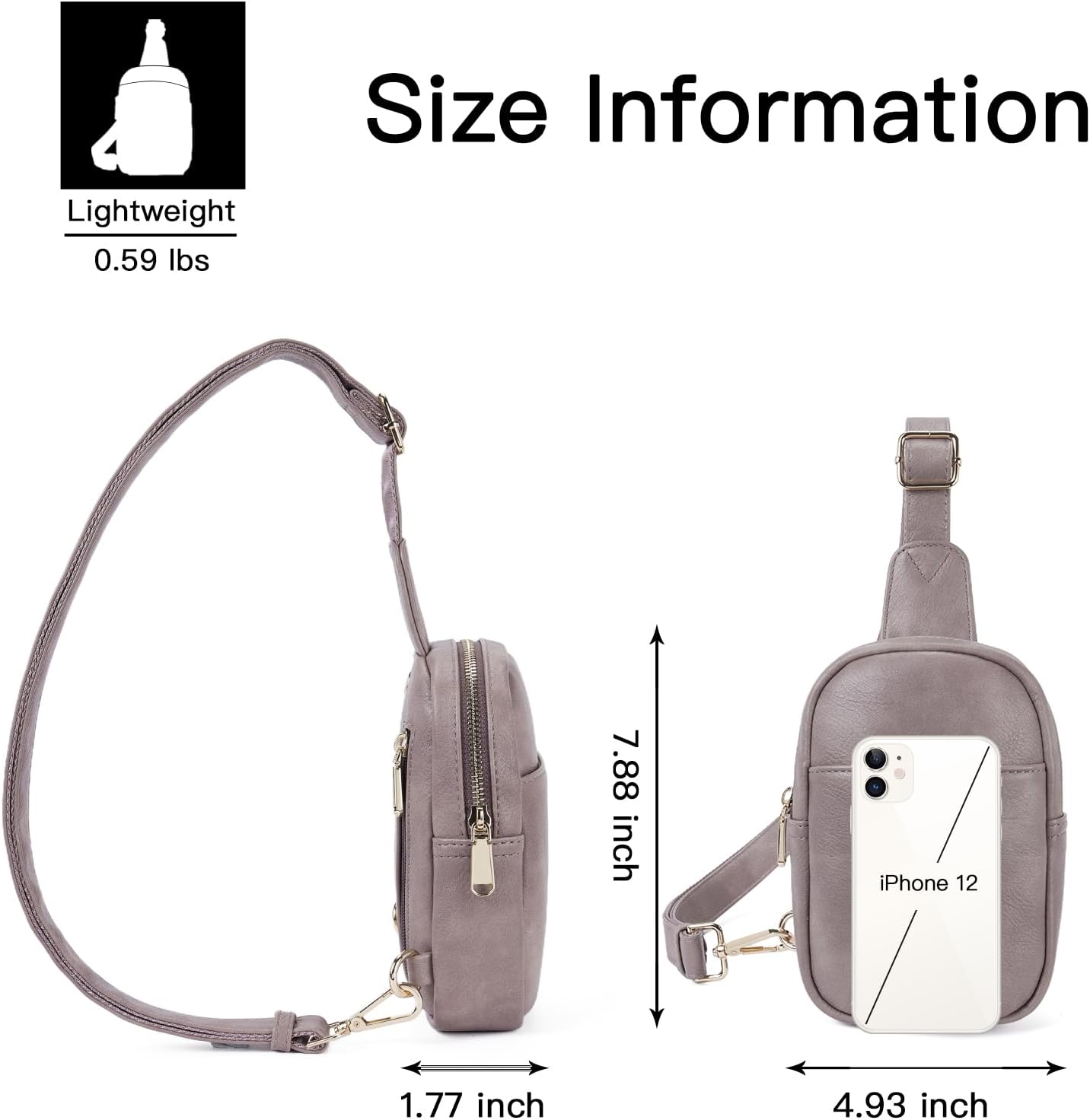 Telena Small Sling Bag for Women Leather Crossbody Fanny Packs Chest Bag for Women