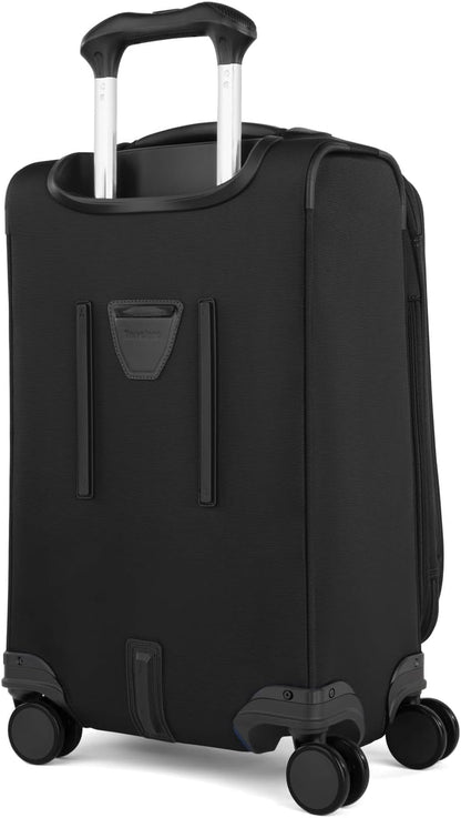Travelpro VersaPack+ Lightweight Softside Expandable Carry on Luggage, 8 Spinner Suitcase, TSA Lock, Men and Women, Carry On 21-Inch, Black