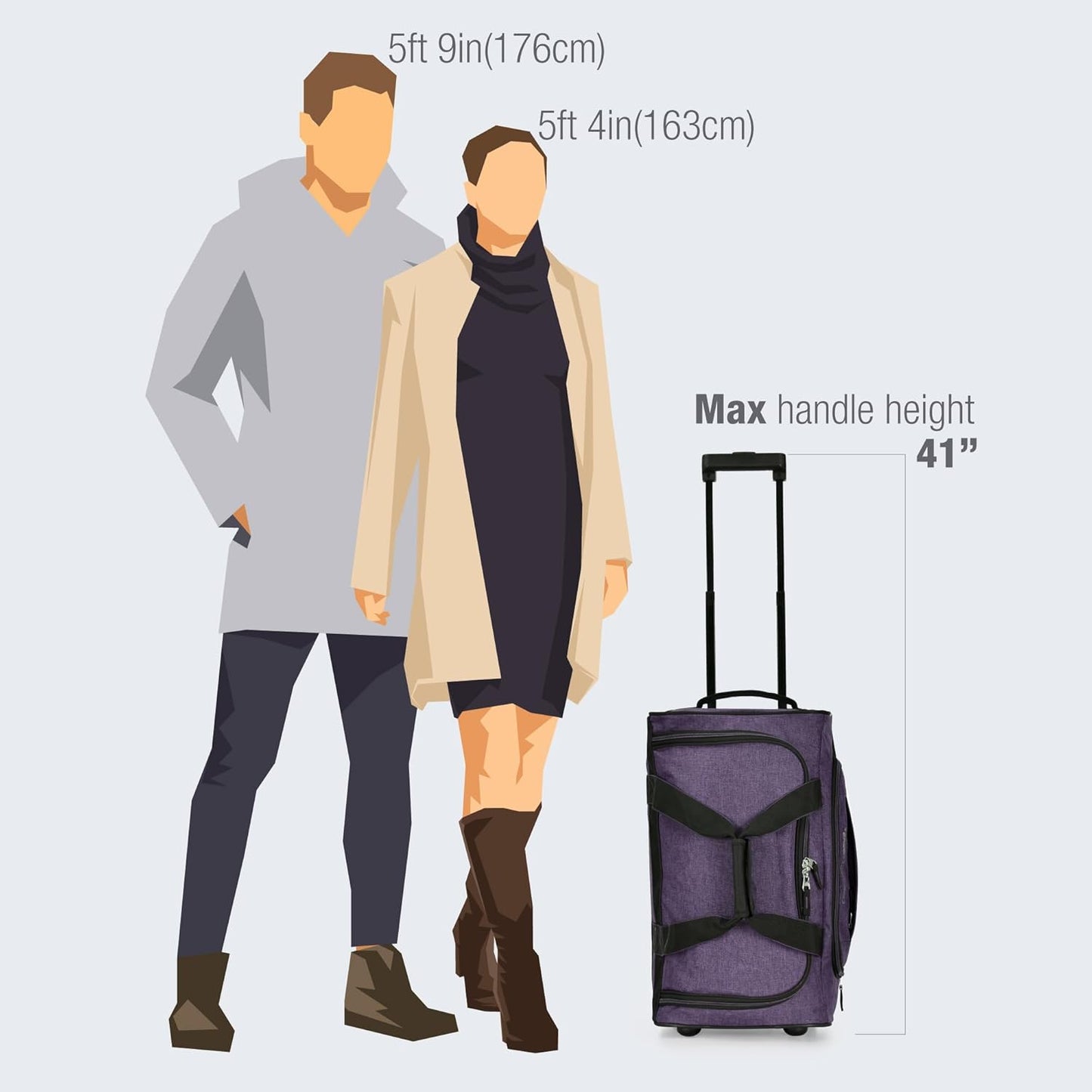 Pacific Gear Rolling Duffel Bag with Wheels, Luggage, Hockey, Sports, XL, Rollers, Heavy Duty 21"