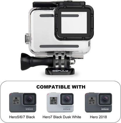 Waterproof Housing Case with Dive Filter for GoPro Hero 7 6 5 Black, Hero (2018) Camera - 45 Meters Underwater Photography - with Red, Light Red and Magenta Filters