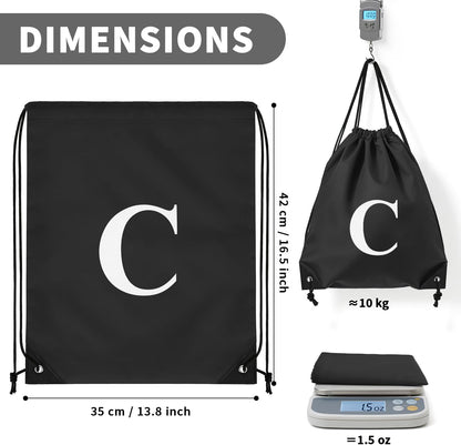 ZOMFELT 6Pcs Drawstring Backpack Drawstring Gym Bags, Foldable Draw String Backpack with Multiple Colors and Letters, Lightweight Polyester Cinch Bag for Gift, Beach, Sports, Travel, Swim (Letter C)