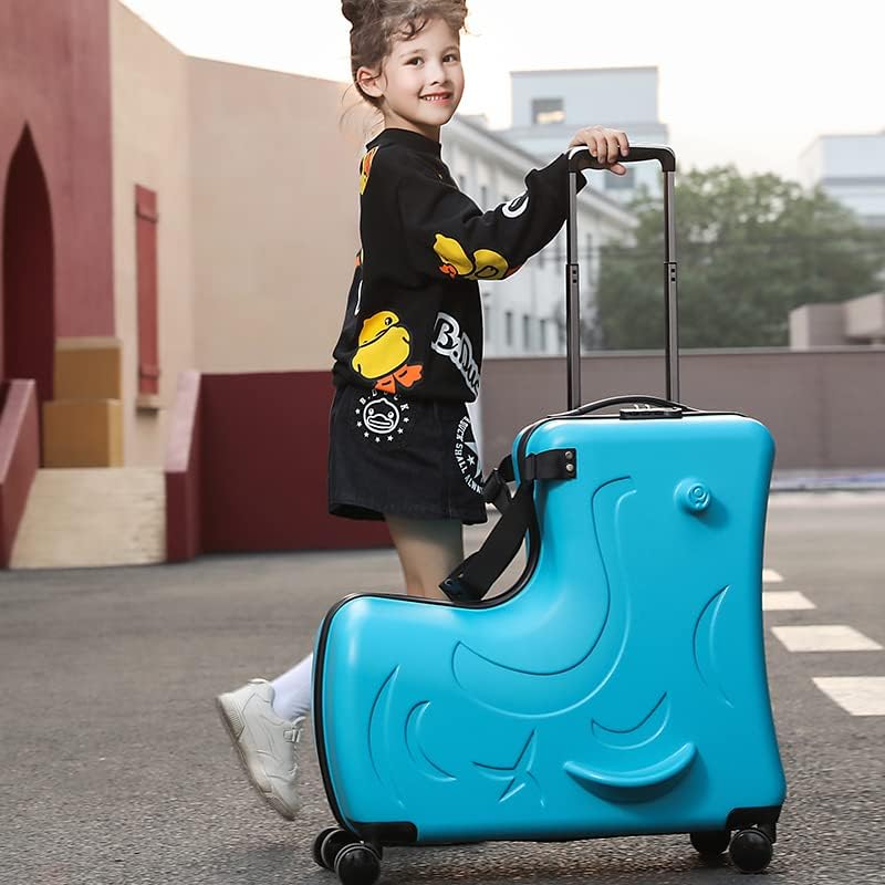 Kids’ Storage & Ride-On Travel Organizer – Dual-Purpose Children’s Suitcase for Home & Travel, Checked size 25 Inch, Blue