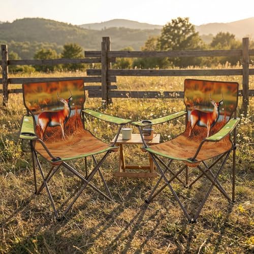 Camping Chairs 2 Pack with Animal Print,Folding Lawn Chair with Cup Holder & Carry Bag for Outdoor,Sports,Beach,Fishing,Sports