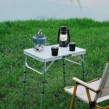 Folding Camping Table, Adjustable Height Portable Picnic Table, 24"x 16"