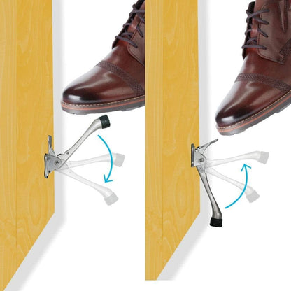 One Touch Kickdown Door Stopper, Door Holder, Heavy Duty Door Stops, Bottom of Door, Height-Adjustable Rubber Tips by HASHI (Chrome 6 inch x 1pack)