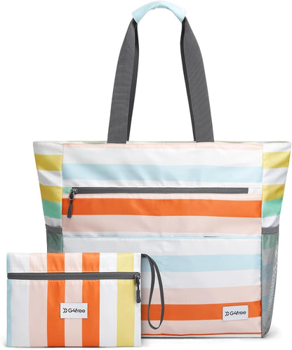 G4Free Beach Bag, Waterproof Sandproof Beach Tote Bag, Large Capacity Foldable for Women