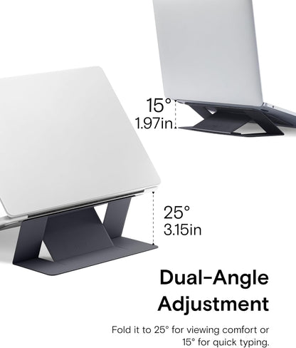 MOFT Laptop Stand for Desk, Adhesive MacBook Computer Stand with 2 Adjustable Viewing Angles, Foldable and Portable Laptop Riser Compatible with 11"-16" Laptops, Black