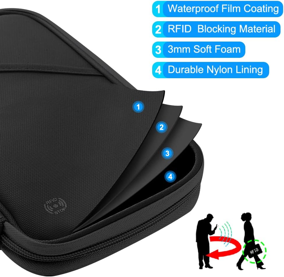 Travel Passport Wallets, Airtag Lightweight Family Passport Holder With RFID Blocking Passport Cover Case Waterproof Bag Document Organizer for Men and Women