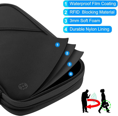 Travel Passport Wallets, Airtag Lightweight Family Passport Holder With RFID Blocking Passport Cover Case Waterproof Bag Document Organizer for Men and Women