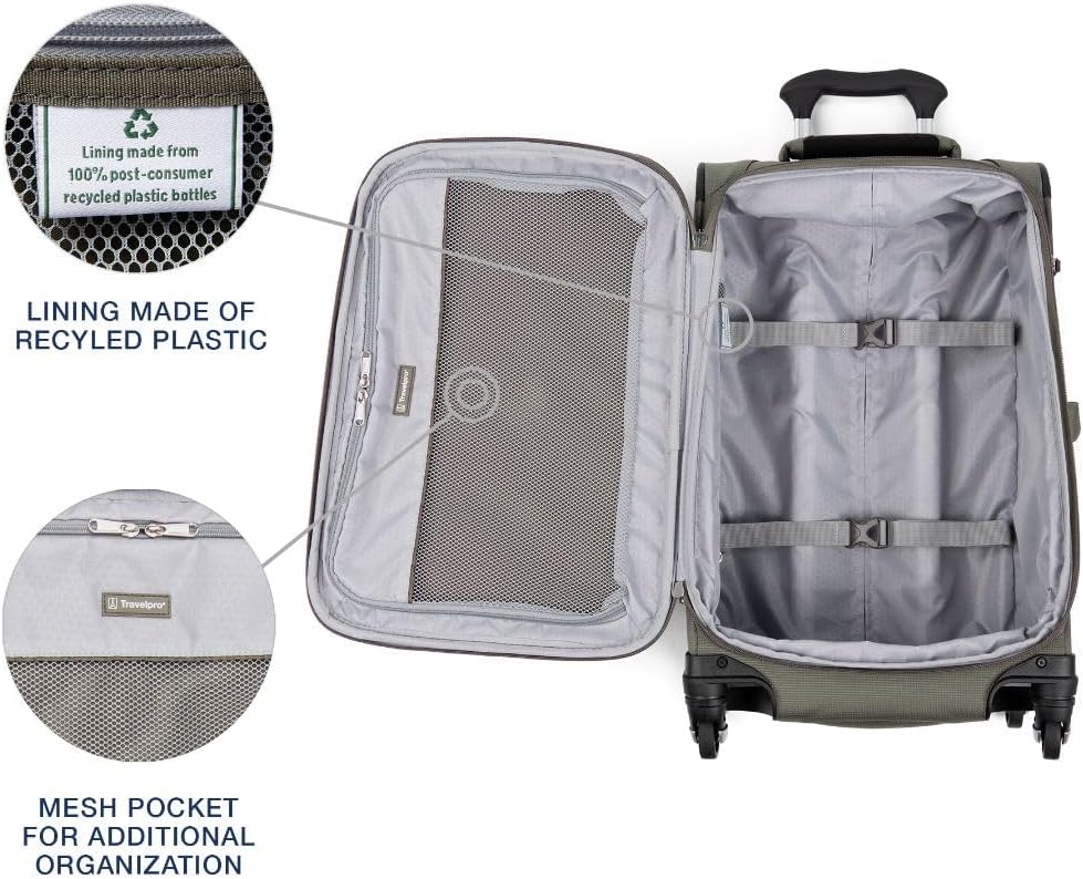 Travelpro Maxlite 5 Softside Expandable Carry-On Luggage with Spinner Wheels, Lightweight, 21-Inch — Slate Green