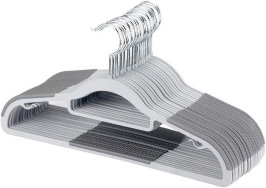 50-Pack Heavy-Duty Plastic Hangers with Non-Slip Grips, 11lb Weight Capacity – Durable Space-Saving Closet Organizers for Shirts, Pants, Dresses & Coats(Grey)