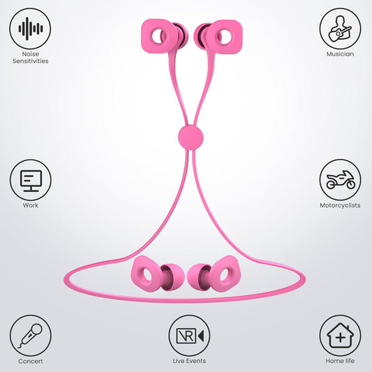 2 Pairs of Earplugs for Sleeping,Reusable Hearing Protection Earplugs with 8 Pairs Ear Tips & One Connector Cord,Soft Earplugs for Noise Reduction,Concert,Musician & Work - 25dB-30dB