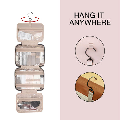 BAGSMART Toiletry Bag Travel Bag with Hanging Hook, Water-resistant Makeup Cosmetic Bag Travel Organizer for Accessories, Shampoo, Full-size Container, Toiletries (Green, Large)