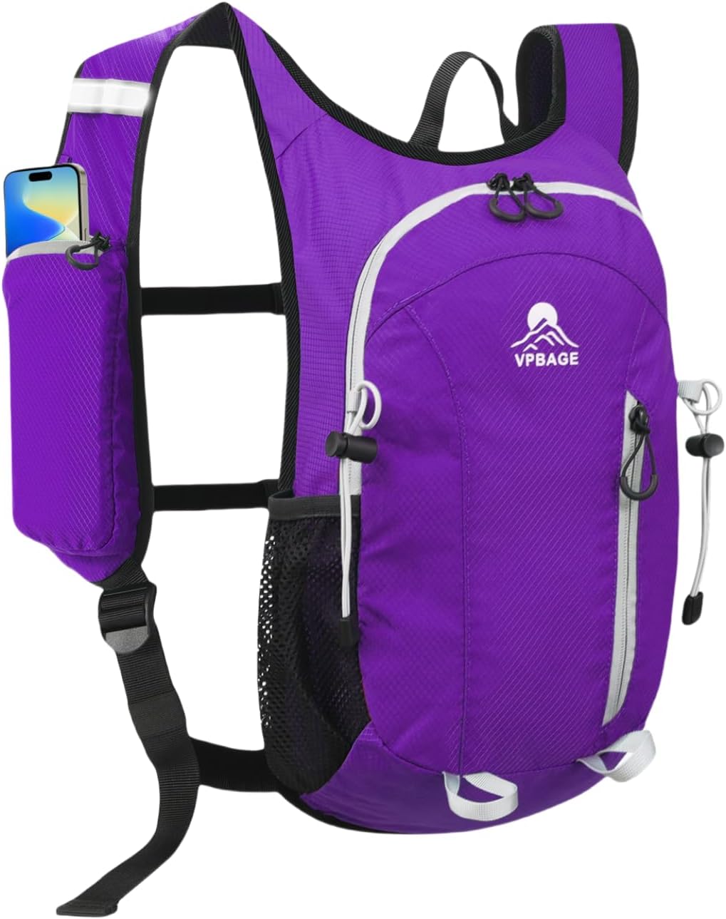 Small Hiking Backpack with Front Phone Holder, Packable Back Pack with Chest and Waist Strap, Lightweight Daypack for Women Men