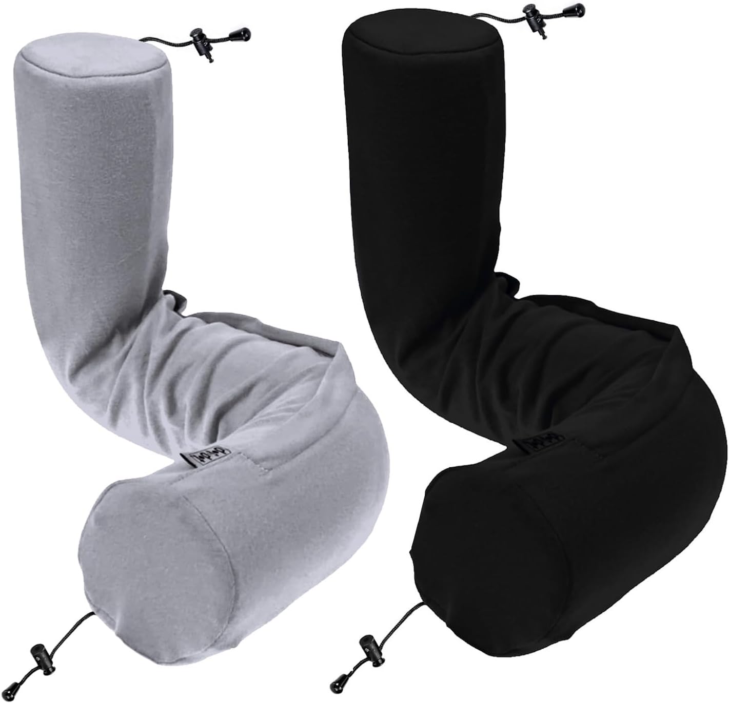 Dot&Dot Twist Memory Foam Travel Pillow for Airplanes - Travel Neck Pillow for Sleeping - Airplane Pillow for Neck Support, Chin, Lumbar and Leg - Adjustable, Bendable Neck Roll Pillow (Gray Black AC)