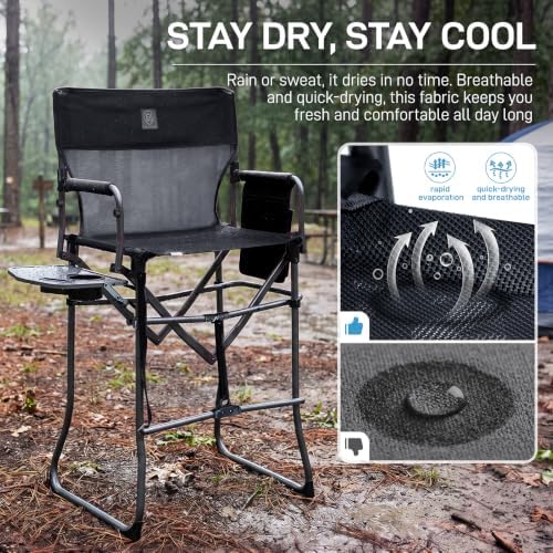 EVER ADVANCED Portable 30.7" Seat Height Tall Camping Directors Chair