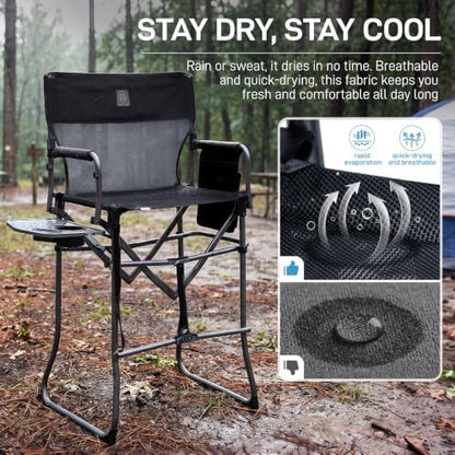 EVER ADVANCED Portable 30.7" Seat Height Tall Camping Directors Chair