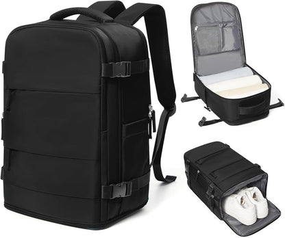 coowoz Travel Backpack Carry On for Women Man Black Gym Backpack with Laptop Compartment Mochila de Viaje Teacher Personal Item Backpacks Rucksack Airplane Accessories Must Haves Small
