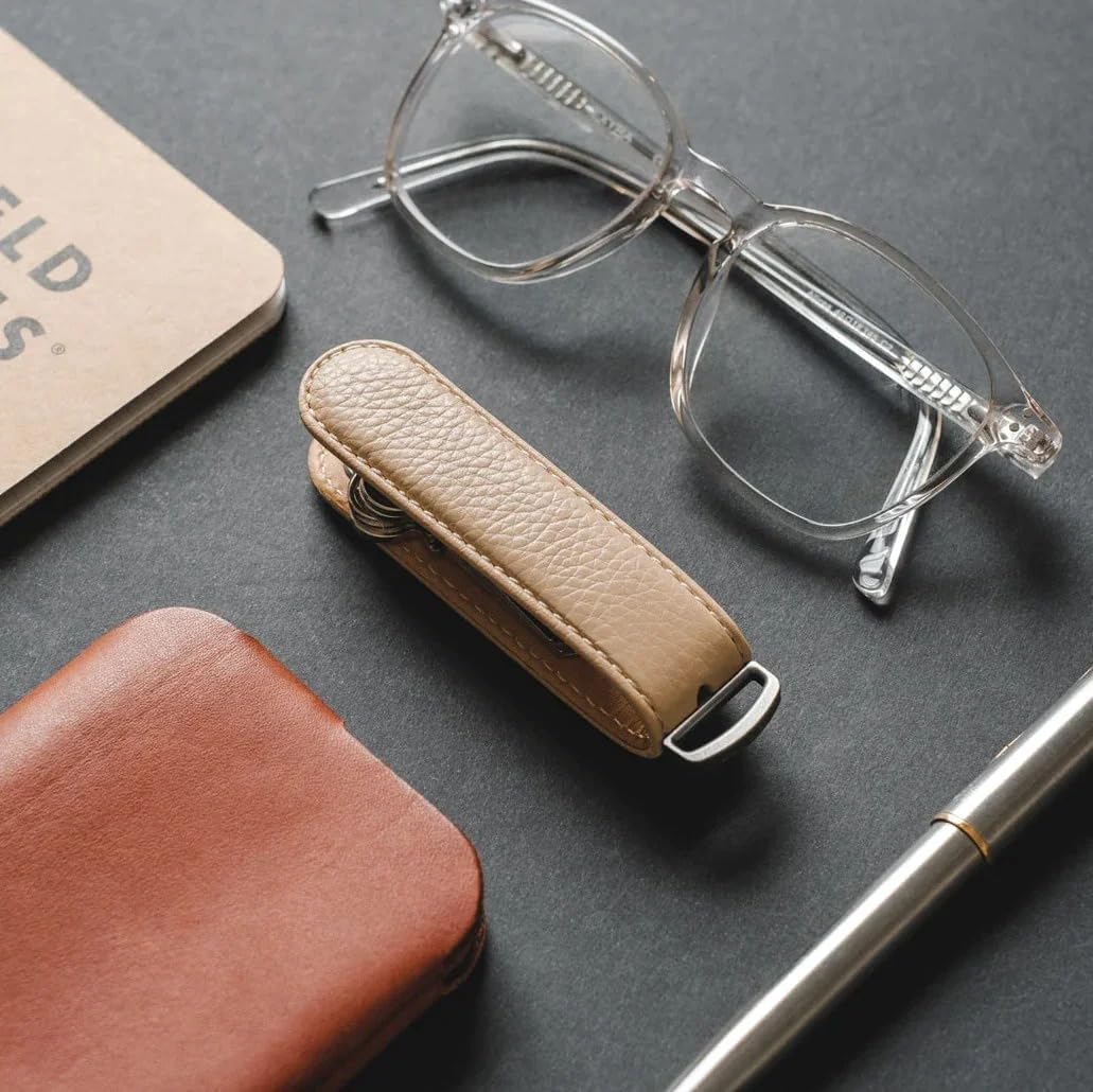 Jibbon Italian Premium Leather Key Organizer - Stylish Key Holder with Marine Grade 316 Stainless Steel, Compact EDC Keychain