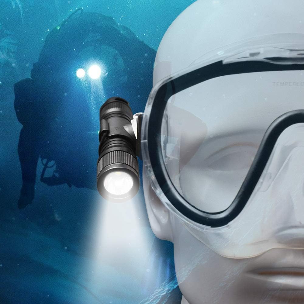 ORCATORCH D560 Mini Scuba Dive Light Headlamp 650 Lumen Mask Diving Flashlight with 360° Rotatable Mask Clip, Underwater 150m Backup Headlight with Rotary Switch (Not Included Snorkel Mask) (Black)
