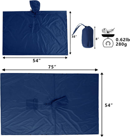 salamra Hooded Rain Poncho Waterproof Raincoat Jacket for Men/Women/Adults with Pocket