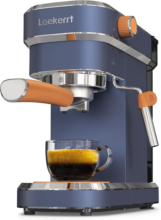 Laekerrt Espresso Machine, Expresso Coffee Machines, 20 Bar Cafetera Espresso with Milk Frother Steam Wand for Home, Compact Small Stainless Steel Coffee Maker for Latte and Cappuccino, Blue