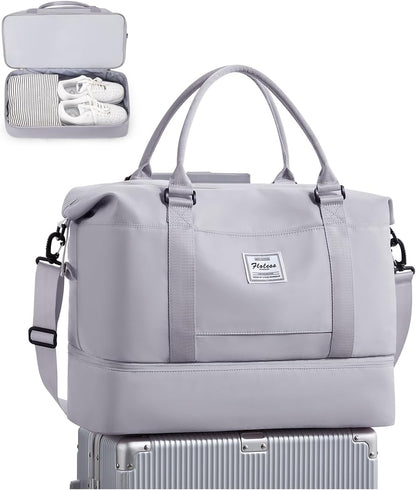 Travel Duffel Bag, Sports Tote Gym Bag, Shoulder Weekender Overnight Bag for Women