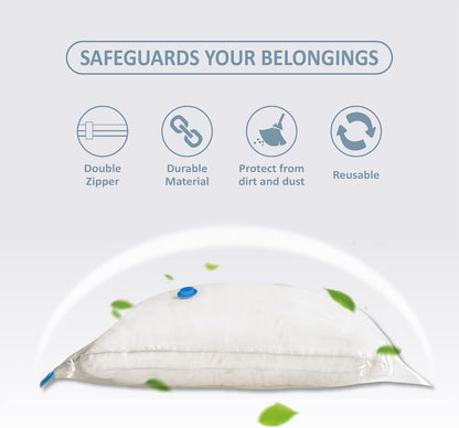 10 Large Vacuum Storage Bags with Hand Pump, Large Vacuum Seal Bags for Clothing, Space Saver Bags for Travel Lugggage, Blankets, Comforters