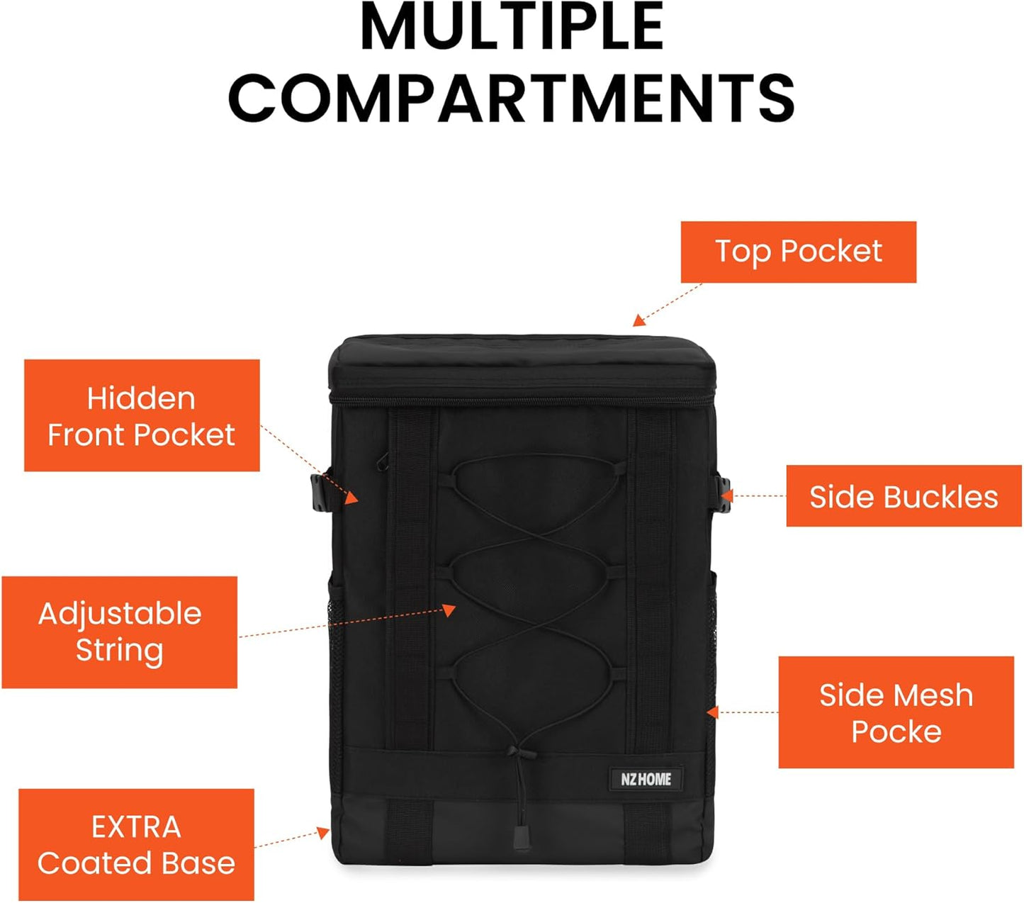 Insulated Cooler Backpack Portable Lightweight Leak Proof Waterproof Multiple Compartments Thermal Bag with Bottle Wine Holder for Beach Travel Camping Hiking Picnic Lunch