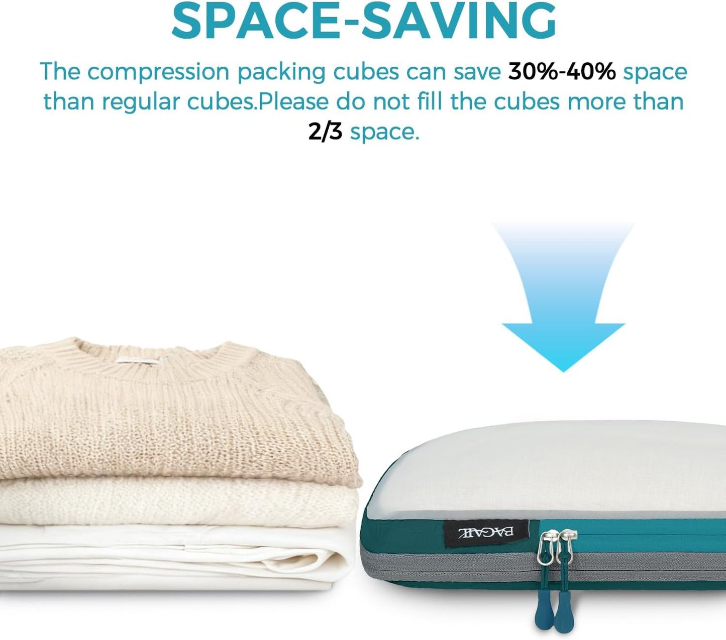 BAGAIL 6 Set Ultralight Compression Packing Cubes Packing Organizer for Travel Accessories Luggage Suitcase Backpack