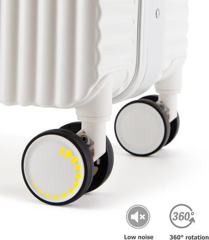 feilario Aluminum Frame Hardside PC Carry on Luggage - Wide Handle Double Spinner Wheels Suitcase Built-In TSA lock & Cup Holder - 20in/24in