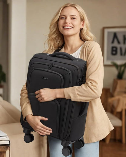 LOVEVOOK Carry On Luggage 22x14x9 Airline Approved, 22 Inch Softside Suitcases - Image 9