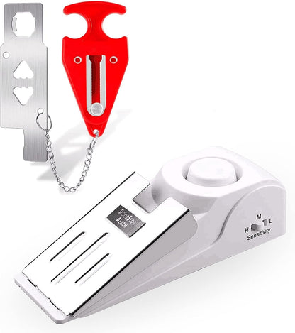 KERUI Door Stop Alarm & Portable Door Lock, Dual Protection Security Door Stopper Wedge Alarm with 3 Levels Sensitivity, Door Security Devices for Travel Hotel Home Apartment (2 Pack)