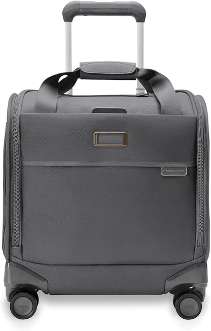 Briggs & Riley Cabin Spinner - Carry On Luggage for Travel, Suitcases with Wheels, Softside Rolling Bag for Men & Women, Fits Under Plane Seat, Interlocking Handle - Baseline Collection, Steel Gray