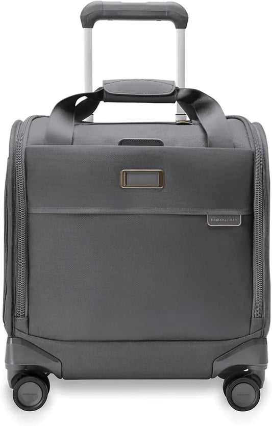 Briggs & Riley Cabin Spinner - Carry On Luggage for Travel, Suitcases with Wheels, Softside Rolling Bag for Men & Women, Fits Under Plane Seat, Interlocking Handle - Baseline Collection, Steel Gray