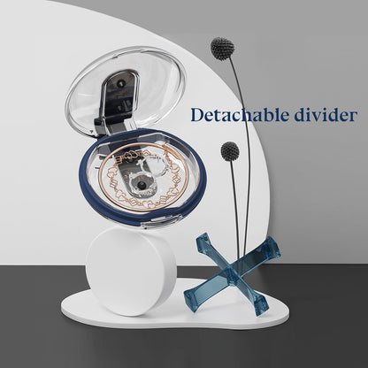 1 Pack Easy-to-Hold Small Round Pink Pill Organizer with Decorative Strap, 4 Compartments, Compact Travel Pill Box Case, Portable and Moistureproof to Store Vitamins, Medication and Supplements