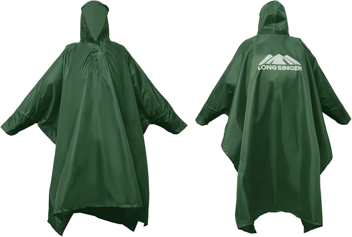 longsinger Rain Poncho for Adult, Waterproof Rain Poncho with Hood and Sleeve, Ideal for Hiking, Hunting, Camping