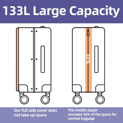 29 Inch Luggage with Expansion & Side Opening Design, 50 * 31(35)*76cm, 117L~133L Ligthweight ABS+PC Hardshell Checked Suitcase, TSA Lock & YKK Zipper with HINOMOTO 360° Wheels, LiLac Purple