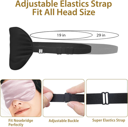 4 Pack Silk Sleep Mask - 100% Blackout, Zero Eye Pressure, Blindfold with Adjustable Strap, Super Soft Travel Eye Covers (Black, Pink, Blue, Purple)