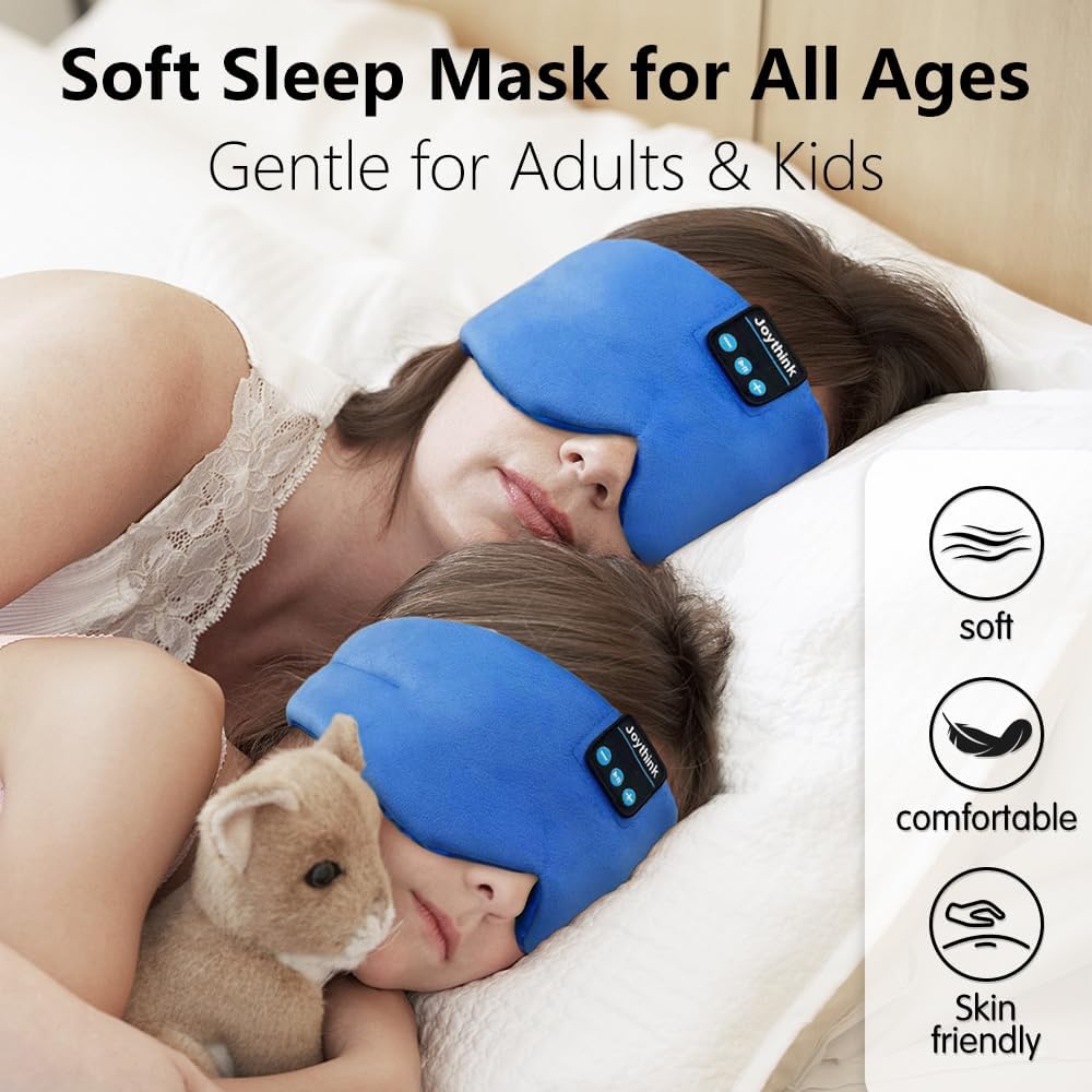 Joythink Sleep Headphones Bluetooth Headband Sleeping Eye Mask Kids Children Soft Wireless Sleep Headphones for Women Men Silk Speaker Bluetooth Earbuds for Side Sleeper Music Mask Cool