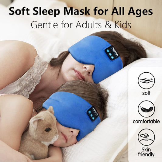 Joythink Sleep Headphones Bluetooth Headband Sleeping Eye Mask Kids Children Soft Wireless Sleep Headphones for Women Men Silk Speaker Bluetooth Earbuds for Side Sleeper Music Mask Cool