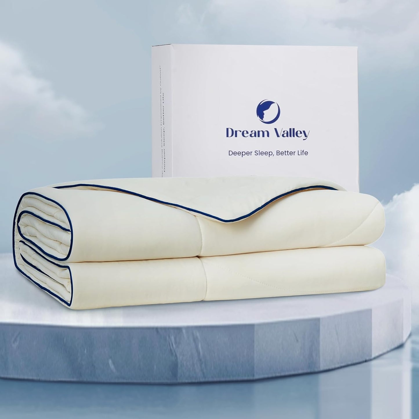 Dream Valley® Outlast® Cooling Comforter, Throw Size, Breathable NASA-Grade Space Technology Blanket for Hot Sleepers Night Sweats, Q-Max > 0.45 Aerocool™ Breathable, Ivory, 60"x80"