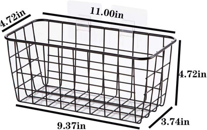 3 Set LeleCAT Adhesive Over the Cabinet Door Wire Baskets for Organizing for Kitchen Food Pantry Bathroom Shelf Storage No Drilling Wall Mounted,Black