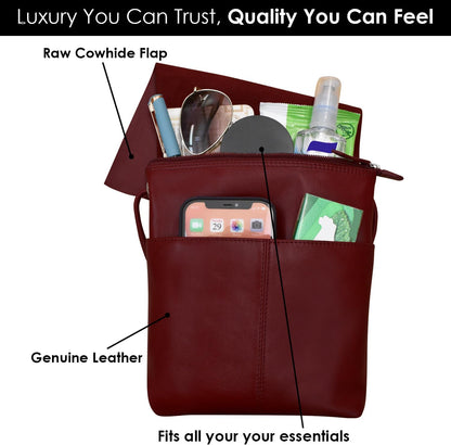 ili New York Leather Mini Sac Crossbody - Genuine Leather Crossbody Bags for Women with RFID Blocking, Adjustable Strap