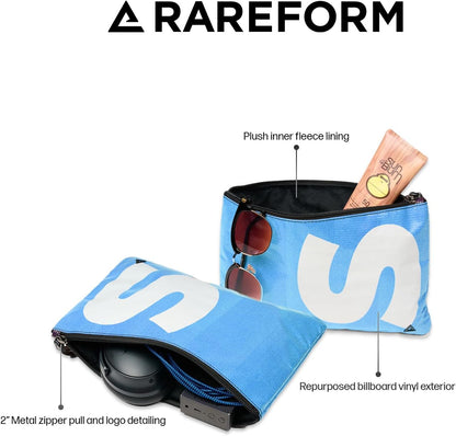 Rareform Essentials Organizer Pouch | Travel Accessory Bag, Protects Tech, Cosmetics, Toiletries with Inner Fleece Lining, Water-Resistant | Recycled Nylon, One-of-a-Kind, Patchwork